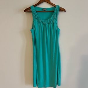 Dress with Floral-Like, Cinched Neckline